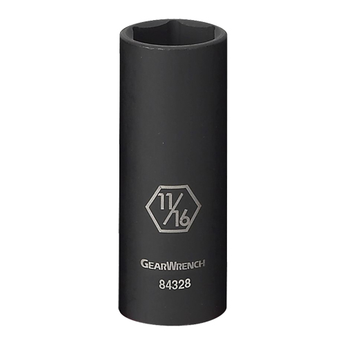 Socket, Impact, 9/16", 3/8" Drive, 6 Points, Deep Action Paper