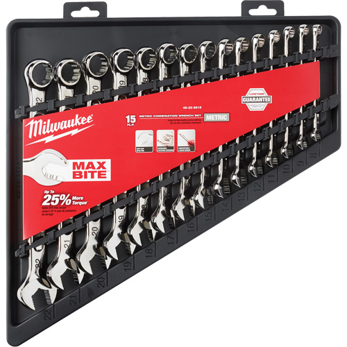 Wrench Set, Combination, 15 Pieces, Metric Action Paper