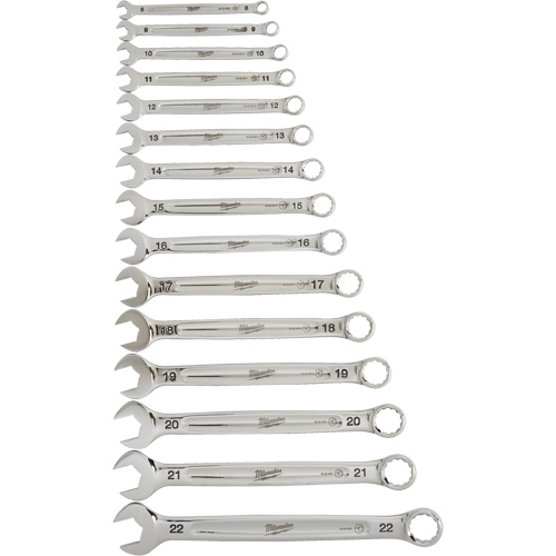 Wrench Set, Combination, 15 Pieces, Metric Action Paper