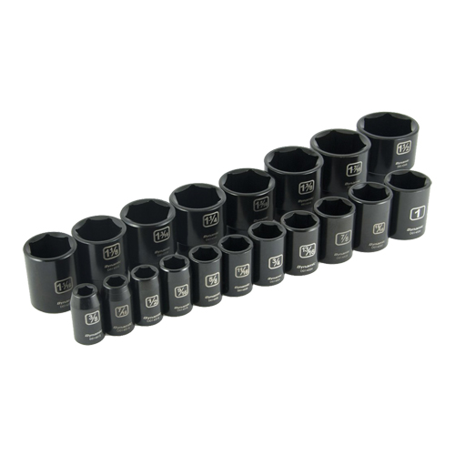 SAE Socket Set, 19 Pcs, Impact, 1/2" Drive Size Action Paper