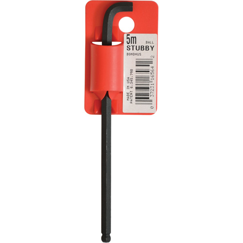 Long-Arm Hex Key Wrench, Ball End, 5 mm x 119 mm L, L Shape Action Paper