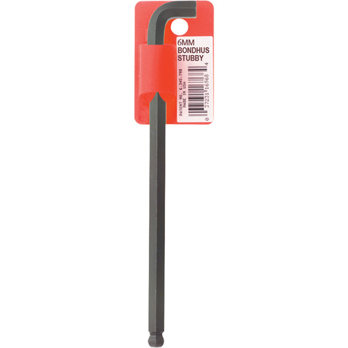 Long-Arm Hex Key Wrench, Ball End, 6 mm x 139 mm L, L Shape Action Paper
