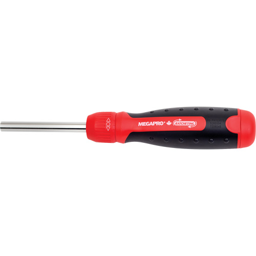 Ratcheting Tamperproof Screwdriver, 8-1/2" L, Cushion Grip Handle Action Paper