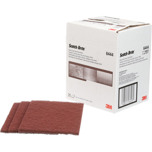 Scotch-Brite Extra-Duty Hand Pad, Aluminum Oxide, 9" x 6", Fine Grit Action Paper