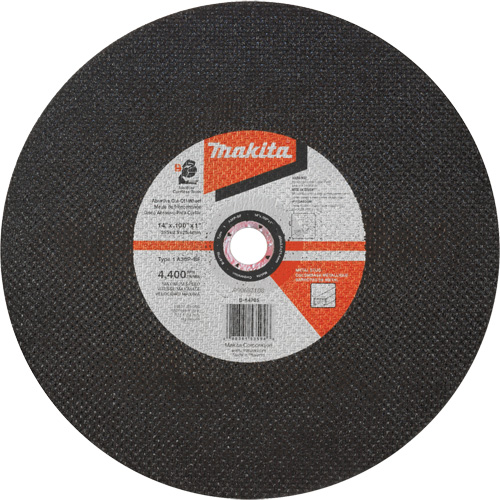 Abrasive Cut-Off Wheel, 14" x 3/32", 1" Arbor, Type 1, Aluminum Oxide, 4400 RPM Action Paper