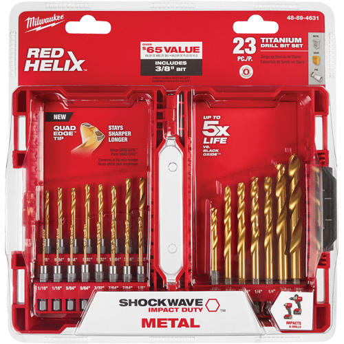 Shockwave Impact Duty Drill Bit Set, 23 Pieces, Titanium Action Paper