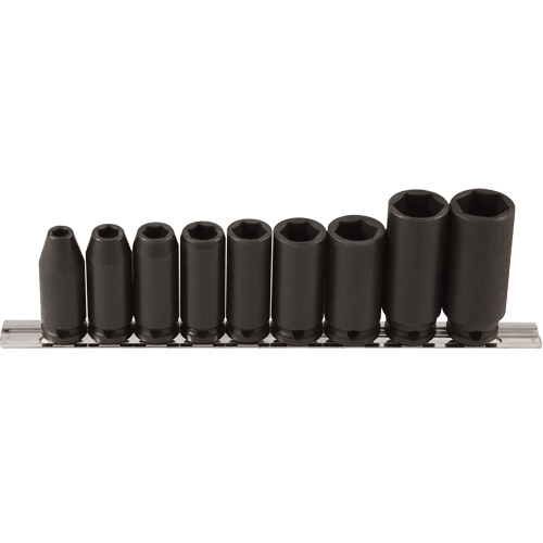 Jeu de douilles longues, 9 Mcx, Chocs, Prise de 3/8", Profond Action Paper