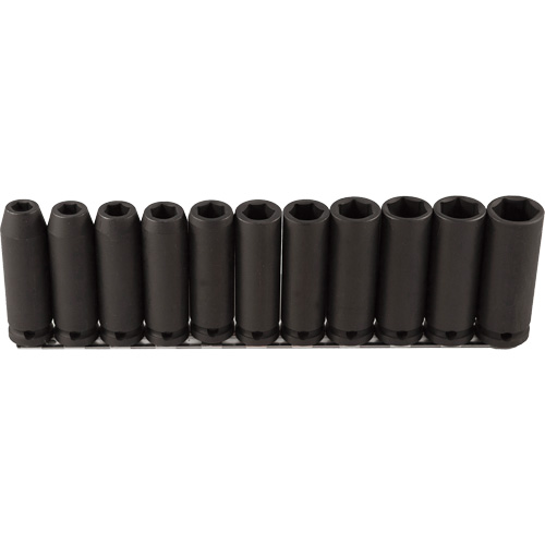 Jeu de douilles longues, 11 Mcx, Chocs, Prise de 1/2", Profond Action Paper