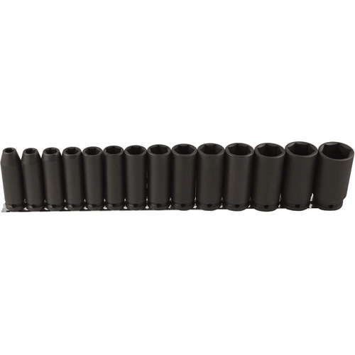 Long Socket Set, 14 Pcs, Impact, 1/2" Drive Size, Deep Action Paper