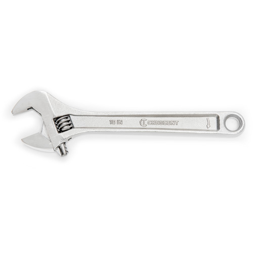 Adjustable Wrench, 12" L, 1-1/2" Max Width, Chrome Action Paper
