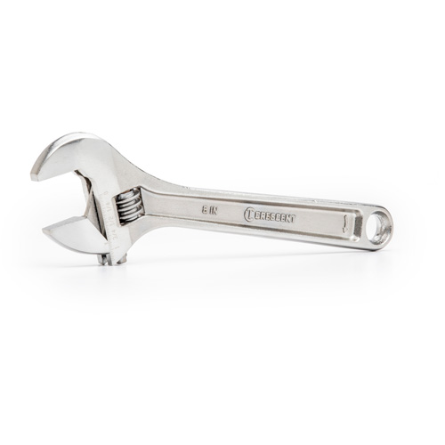 Adjustable Wrench - Bagged, 8" L, 1-1/8"/29 mm Max Width, Chrome Action Paper