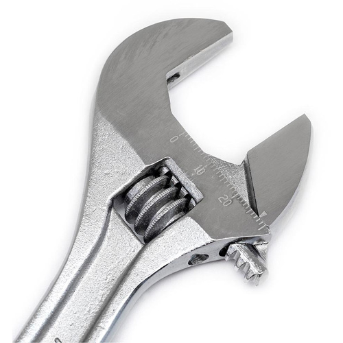 Adjustable Wrench - Bagged, 8" L, 1-1/8"/29 mm Max Width, Chrome Action Paper