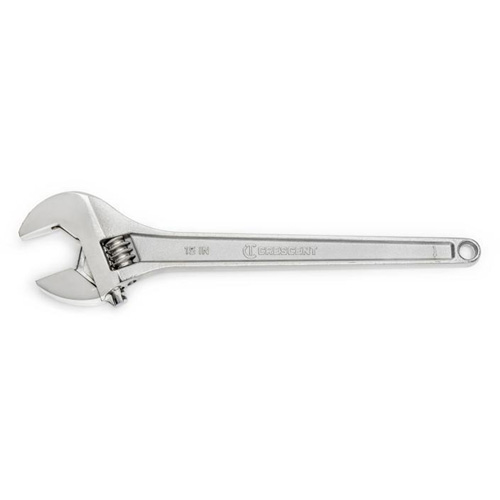 Adjustable Wrench, 15" L, 1-11/16" Max Width, Chrome Action Paper