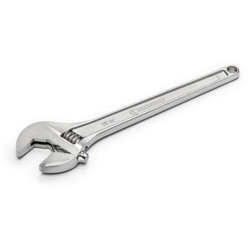Adjustable Wrench, 15" L, 1-11/16" Max Width, Chrome Action Paper