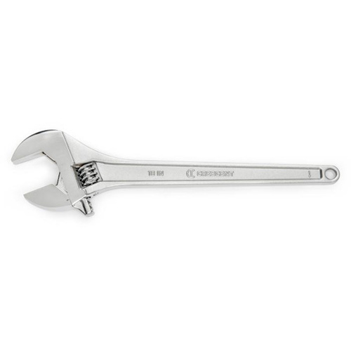 Adjustable Wrench, 18" L, 2-1/16" Max Width, Chrome Action Paper