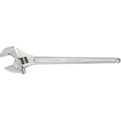 Adjustable Wrench, 24" L, 2-7/16" Max Width, Chrome Action Paper