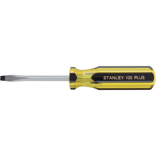 100 PLUS&reg; Standard Slotted Tip Screwdriver, 3/16" Tip, Round, Plastic Handle Action Paper