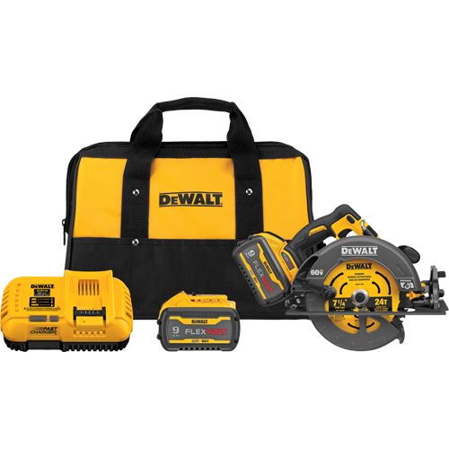 Ensemble scie circulaire sans fil Flexvolt Max** avec frein &eacute;lectrique, 7-1/4", 60 V Action Paper