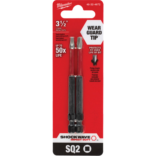 Shockwave Impact Duty Screwdriver Bit, Square, #2 Tip, 1/4" Drive Size, 3-1/2" Length Action Paper