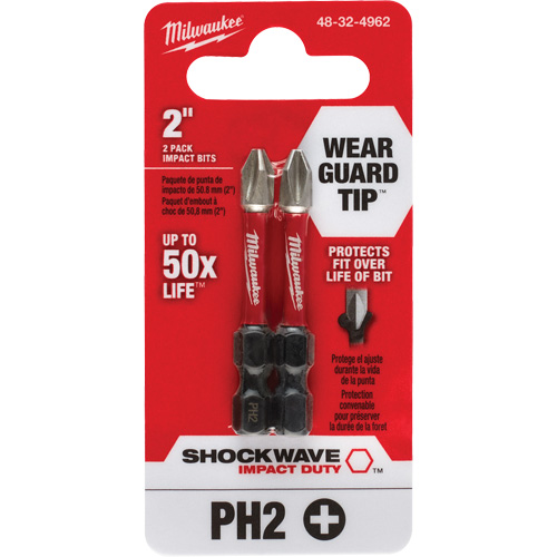 Shockwave Impact Duty Screwdriver Bit, Phillips, #2, 1/4" Drive Action Paper