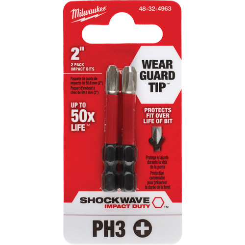 Embout de tournevis Shockwave Impact Duty, Phillips, #3, Prise 1/4" Action Paper