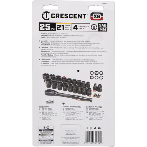 Mechanic's Tool Set, 25 Pcs, 3/8" Drive Size Action Paper