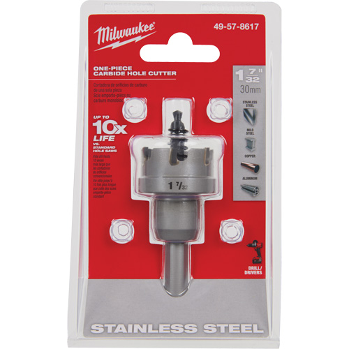 One-Piece Carbide Hole Cutters, 1-7/32", 3/16" Depth of Cut Action Paper