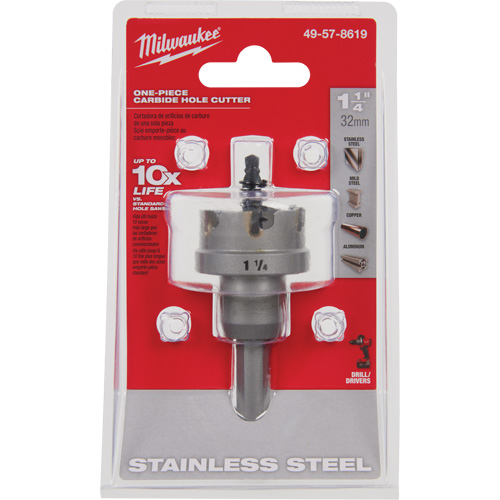 One-Piece Carbide Hole Cutters, 1-1/4", 3/16" Depth of Cut Action Paper