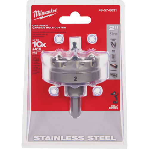 One-Piece Carbide Hole Cutters, 2", 3/16" Depth of Cut Action Paper