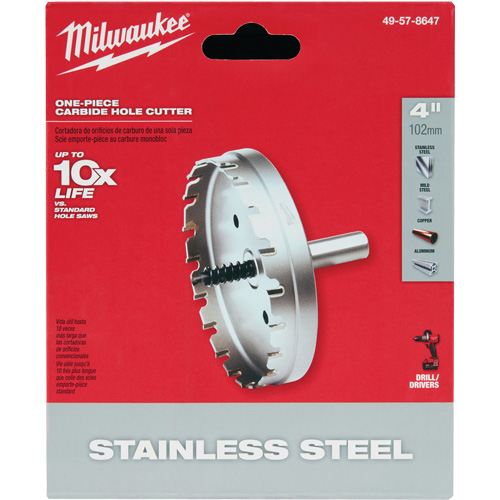 Scies-cloches au carbure monobloc, 4", Profondeur de la coupe de 3/16" Action Paper