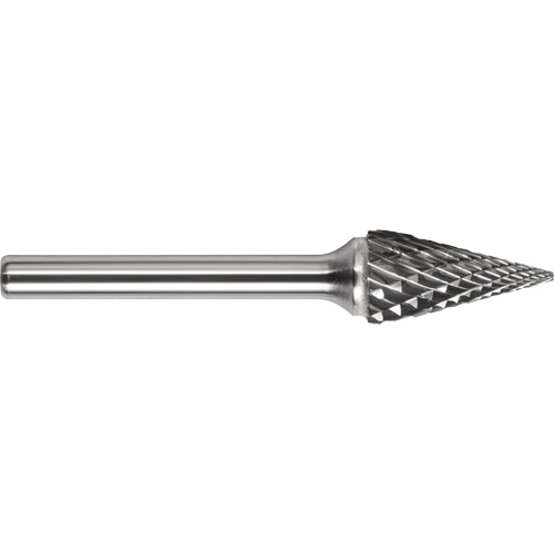 Drillco&reg; Magnum Double Cut Solid Carbide Burr, SM-5, 1/2" Dia., 1/4" Shank, 7/8" Depth of Cut Action Paper