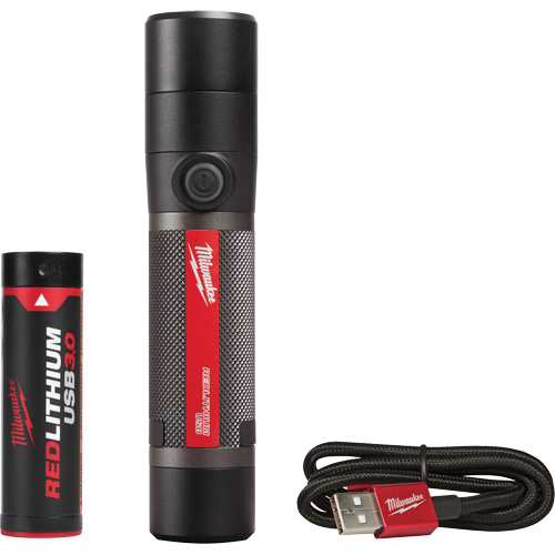 USB Compatible Compact Flashlight, LED, 800 Lumens, Rechargeable Batteries Action Paper