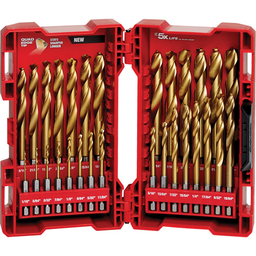 Jeu de forets Shockwave Red Helix, 29 morceaux, Titane Action Paper