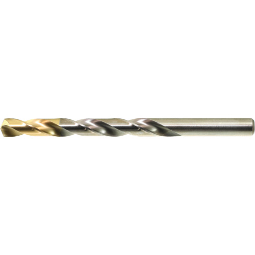 DRILLCO TiN Tipped Jobber Drill Bit, High Speed Steel, #1, 3-7/8" L, 2-5/8" Flute, 135° Point Angle Action Paper