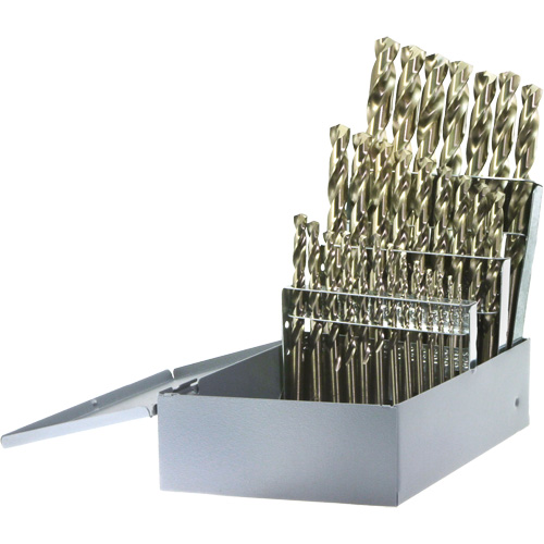 Drillco&reg; Heavy-Duty Jobber Length Drill Bit Set, 29 Pieces, Cobalt Action Paper