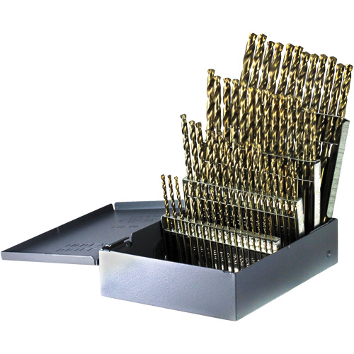 DRILLCO Heavy-Duty Jobber Length Drill Bit Set, 60 Pieces, Cobalt Action Paper