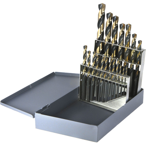 DRILLCO Metric Jobber Length Drill Bit Set, 19 Pieces, High Speed Steel Action Paper