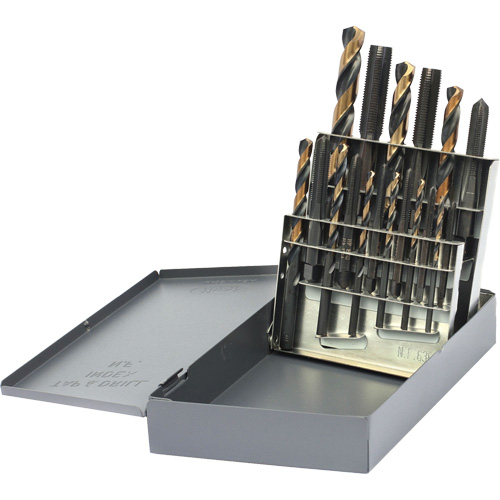 DRILLCO Tap & Drill Set, 18 Pieces Action Paper