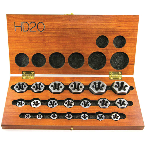 Drillco&reg; Hex Threading Die Set, 20 Pieces Action Paper