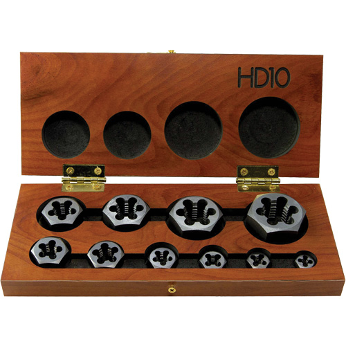 Drillco&reg; Hex Threading Die Set, 10 Pieces Action Paper