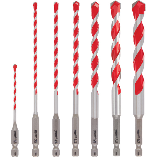 Large Shockwave Hammer Drill Bit Kit, 7 Pieces, Carbide Action Paper