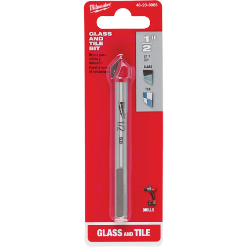 Glass & Tile Bit, 1/2", Carbide Action Paper