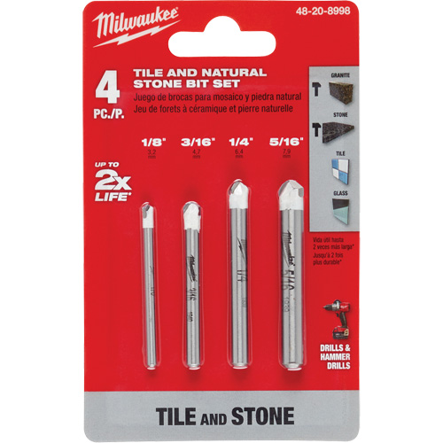 Natural Stone Bit Set, 4 Pieces, Carbide Action Paper