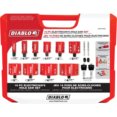 Electrician's Bi-Metal Hole Saw Set, 16 Pieces Action Paper