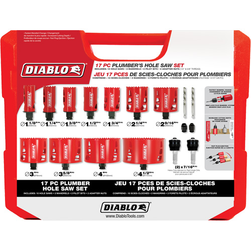 Plumber's Bi-Metal Hole Saw Set, 17 Pieces Action Paper