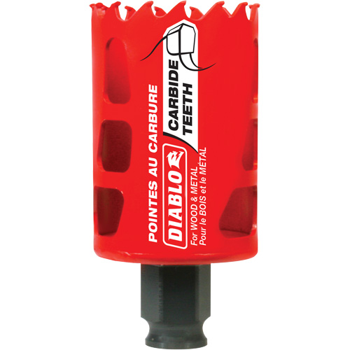 Wood & Metal Hole Saw, 1-3/4", 2-3/8" Depth of Cut, Carbide Action Paper