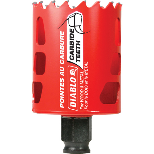 Wood & Metal Hole Saw, 2", 2-3/8" Depth of Cut, Carbide Action Paper