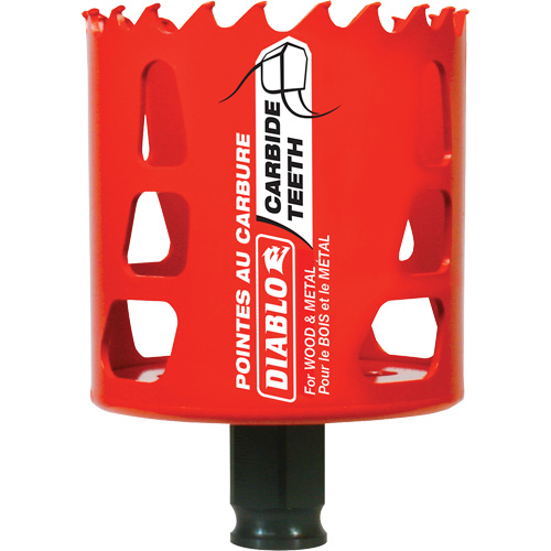 Wood & Metal Hole Saw, 2-9/16", 2-3/8" Depth of Cut, Carbide Action Paper