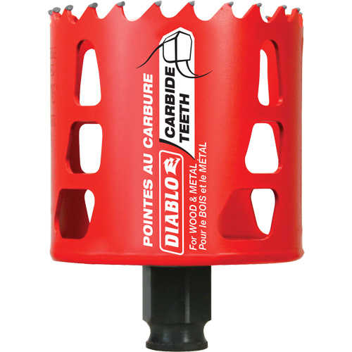 Wood & Metal Hole Saw, 2-11/16", 2-3/8" Depth of Cut, Carbide Action Paper