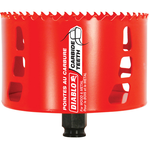 Wood & Metal Hole Saw, 4-1/4", 2-3/8" Depth of Cut, Carbide Action Paper